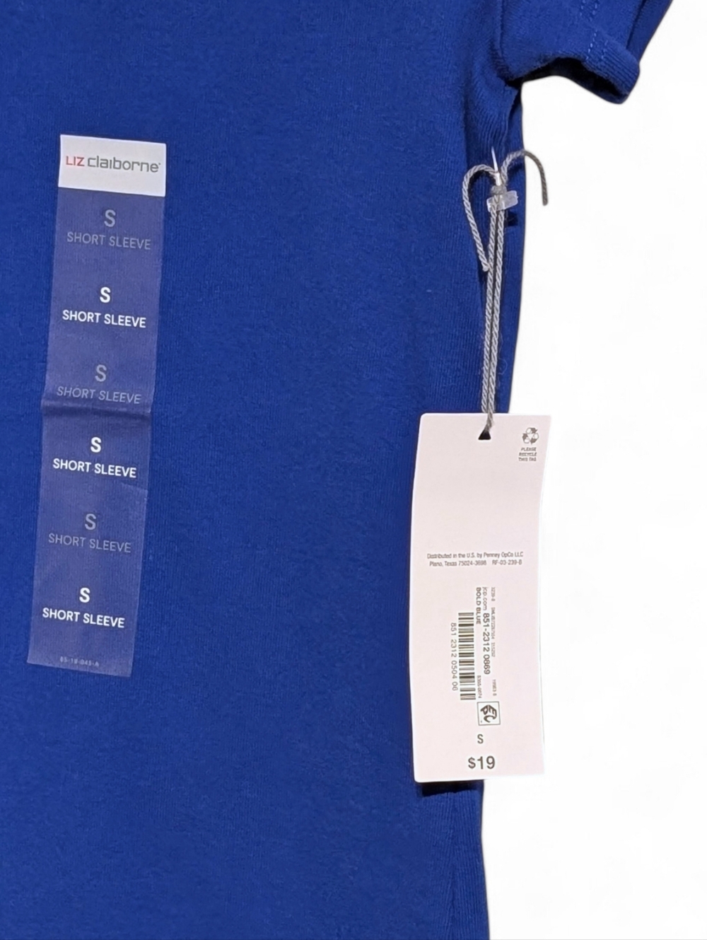 💙 NWT Liz Claiborne Cobalt Blue Short Sleeve Tee - Size Small OR Large 💙 - Picture 3 of 4